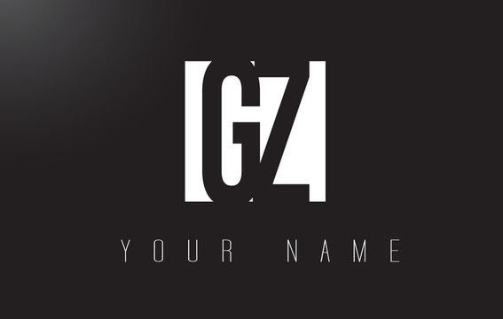 GZ Letter Logo With Black and White Negative Space Design.