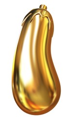 Gold Eggplant icon. 3d Illustration