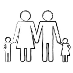 pictogram family with kids icon over white background. vector illustration