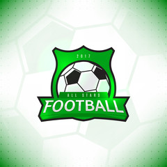 Obraz premium Vector label for football tournament. Logo of football competition isolated on white background.