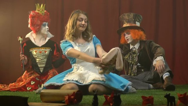 Heroes of Alice in Wonderland are communicating