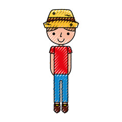 cute farmer avatar character vector illustration design