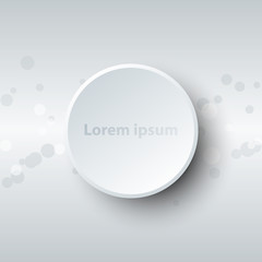 Simple white 3D paper circle with bokeh background for website presentation cover poster vector design info graphic illustration concept