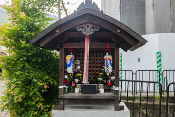 Small shrine at Togetsu-kyo Bridge in Arashiyama district