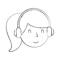 young woman with earphone vector illustration design