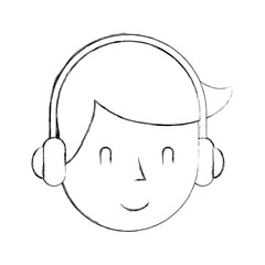 young man with earphone vector illustration design