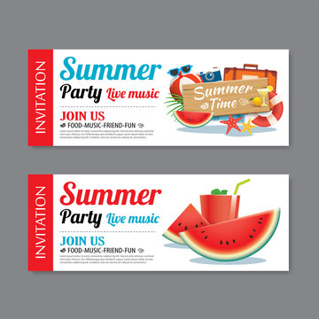 summer pool party invitation ticket template background