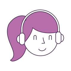 young woman with earphone vector illustration design