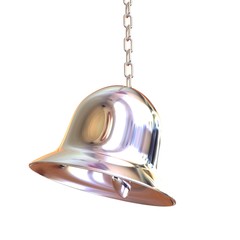 Shiny metal bell isolated on white background. 3d illustration