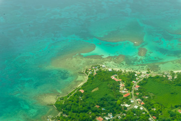 Fototapeta na wymiar aerial view of tropical island , Big Corn Island, Nicaragua