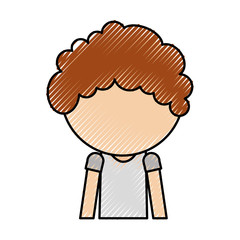 scribble faceless cute upper body little blond boy vector illustration graphic design
