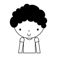 black icon cute upper body little boy cartoon vector illustration graphic design