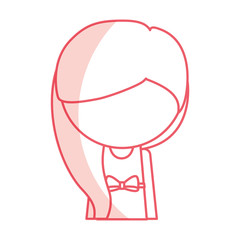 shadow pink faceless cute upperbody little girl vector illustration graphic design