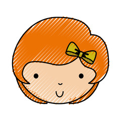 scribble cute little girl face vector illustration graphic design