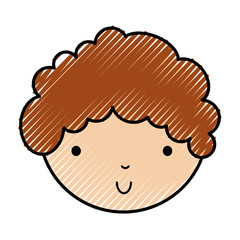 scribble cute little boy face vector illustration graphic design