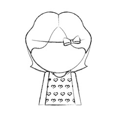 sketch draw faceless cute upper body little girl vector illustration graphic design