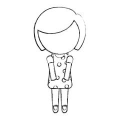 sketch draw faceless cute little girl vector illustration graphic design