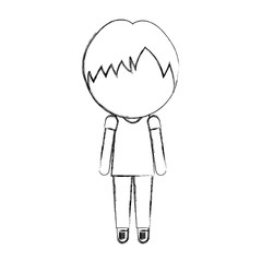 sketch draw faceless cute little boy vector illustration graphic design