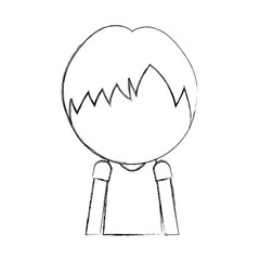 sketch draw faceless cute upper body little boy vector illustration graphic design