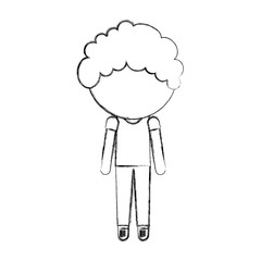 sketch draw faceless cute little boy vector illustration graphic design