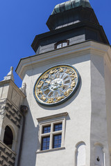 Fototapeta na wymiar 14th century defense Castle Pieskowa Skala ,clock tower ,near Krakow, Poland.