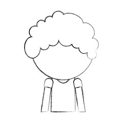 sketch draw faceless cute upper body little boy vector illustration graphic design