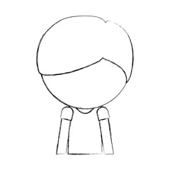 sketch draw faceless cute upper body little boy vector illustration graphic design
