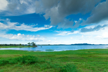 Fototapeta na wymiar Sri Lanka Lake, Sri lanka landscape, Trees on water, Trees on lake
