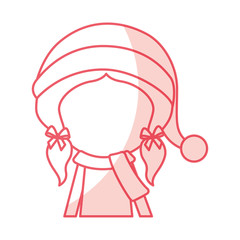 shadow christmas cute upper body little girl vector illustration graphic design
