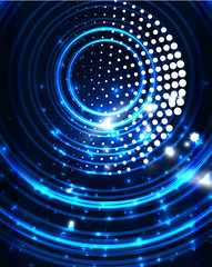 Neon circles abstract background