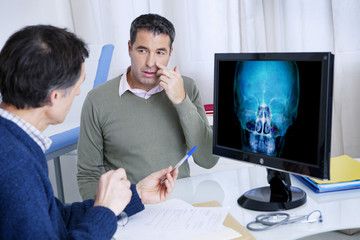 Male patient consulting for sinusitis