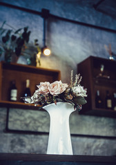 Vintage tone photo of decorated flower pot