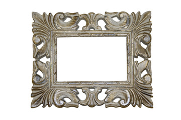 Wooden vintage frame isolated on white background