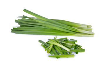 fresh chives on white background