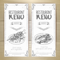Set of restaurant menu hand drawn banners