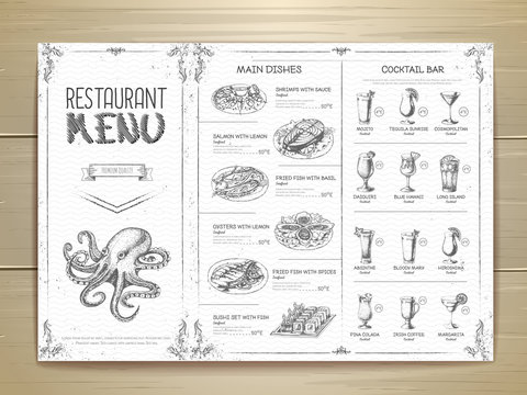 Hand drawing restaurant menu design