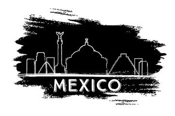 Mexico Skyline Silhouette. Hand Drawn Sketch.