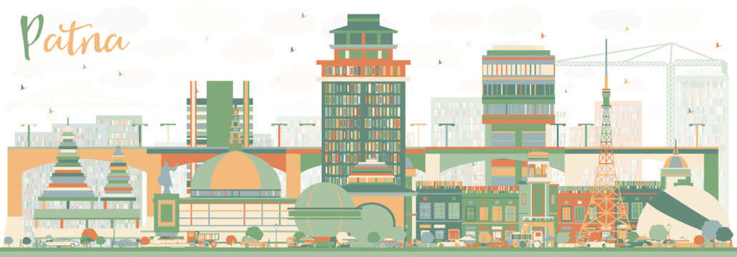 Abstract Patna Skyline with Color Buildings.