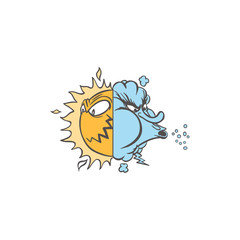 weather sun and wind face illustration.