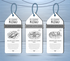 Hand drawing restaurant menu label design
