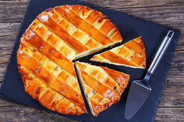 sweet cottage cheese pie, top view