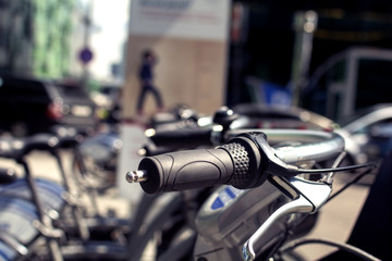 Fototapeta na wymiar bikes on the streets of the modern city