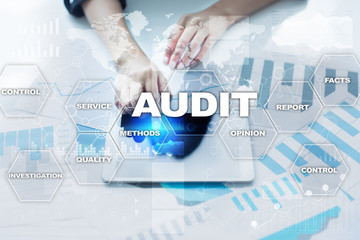 Fototapeta na wymiar Audit business concept. Auditor. Compliance. Virtual screen technology.