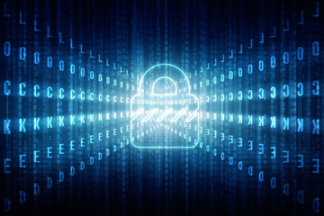 2d illustration Safety concept: Closed Padlock on digital background