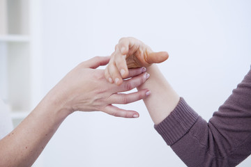 Woman undergoing hypnosis session