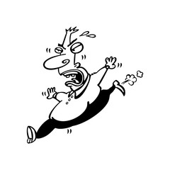 frightened man cartoon character illustration vector