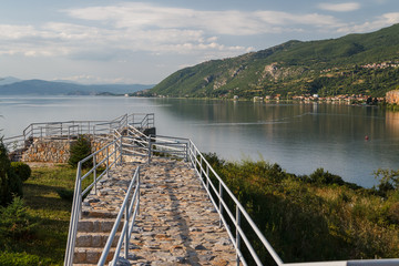 Obraz premium Reconstructed Roman camp near Bay of bones on Ohrid lake, Macedonia (FYROM)