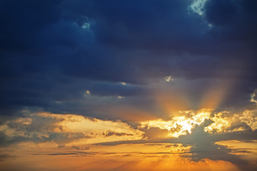 Beautiful summer sky with big beautiful clouds.