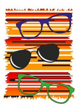occhiali da vista e da sole moderni con fondo arancione