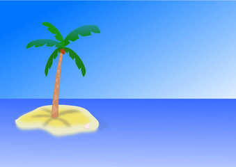 illustration of a desert island in the middle of ocean